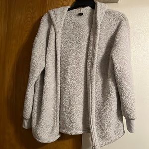 Light gray fleece lounge coat/jacket